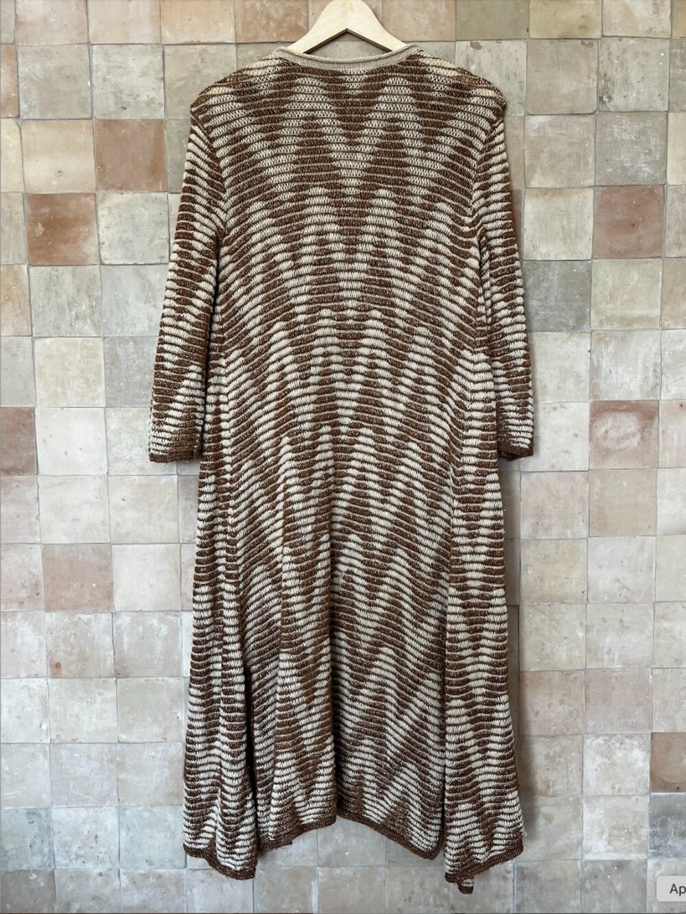 Calypso St. Barth Long Cardigan Ivory and *Copper Metallic* Size M - Picture 7 of 10